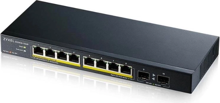 Gigabit μεταγωγέας Zyxel GS1100-10HP 120W PoE με οπτικές θύρες uplink