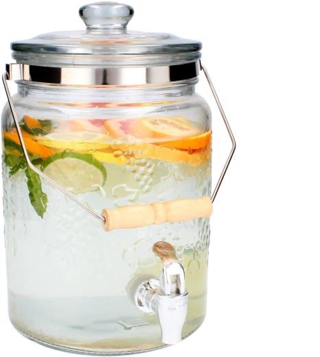 Διακοσμητικό γυάλινο δοχείο ποτών 5 l με γυάλινο καπάκι και βρυσάκι