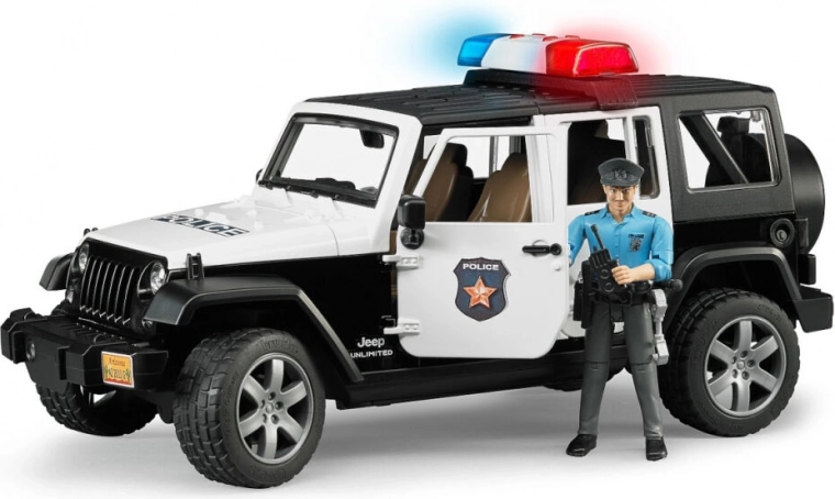 Bruder Jeep Wrangler Rubicon αστυνομίας με φιγούρα