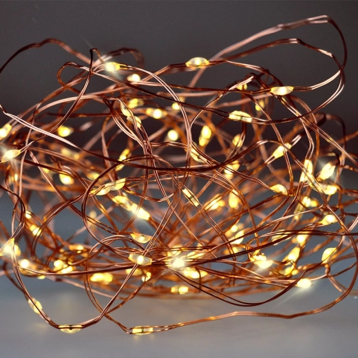 Solight χριστουγεννιάτικη LED γιρλάντα σε χάλκινο σύρμα 10 m, 100 mini LED, θερμό λευκό