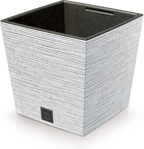 Γλάστρα Furu Square Low Eco Wood με ένθετο 29,5 cm – λευκή