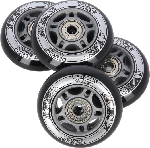 Σετ τροχών για inline πατίνια 72 × 24 mm με ρουλεμάν ABEC 9 NILS EXTREME