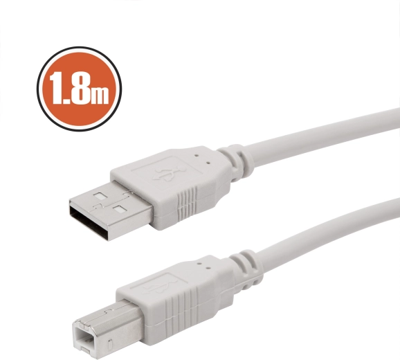 Καλώδιο USB 2.0 για εκτυπωτές και σαρωτές, 1,8 m, γκρι