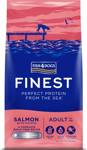 Fish4Dogs Finest ξηρές κροκέτες για ενήλικους σκύλους μεγάλων φυλών σολομός με πατάτες 12 kg
