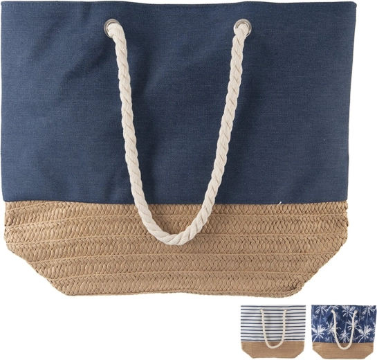 Τσάντα παραλίας από βαμβάκι και γιούτα 47 × 16 cm (mix)