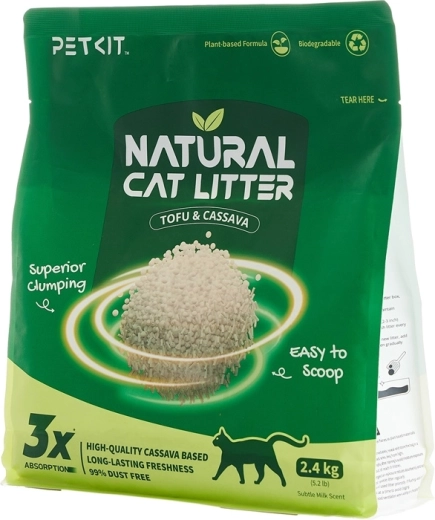 Petkit Natural άμμος για γάτες - φυσική συγκολλούμενη άμμος για γάτες (4× 2,4 kg)