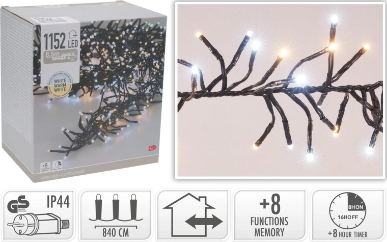 Χριστουγεννιάτικη φωτεινή γιρλάντα LED 8,4 m 1152 LED θερμό λευκό με χρονοδιακόπτη
