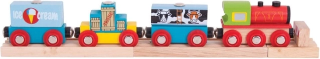 Bigjigs Rail τρένο εμπορευμάτων με 3 ράγες