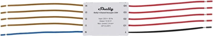 Shelly τετρακάναλος απομονωτής 230 V