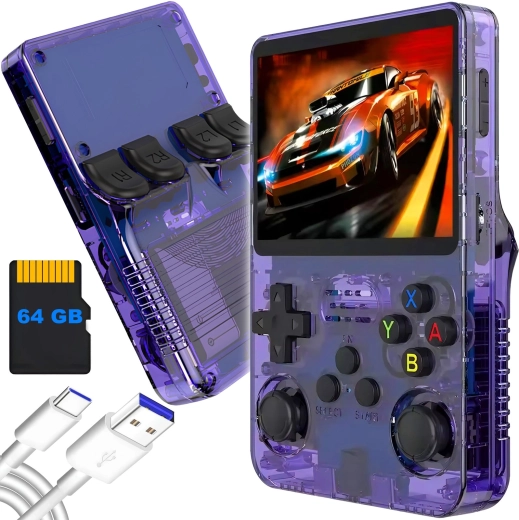 RENEW FORCE R36S φορητή retro κονσόλα 64 GB ArkOS 2.0, μωβ