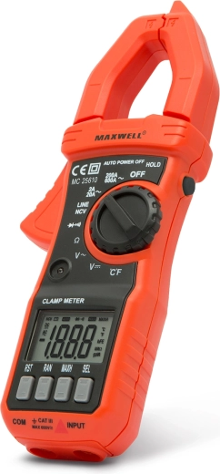 Ψηφιακό αμπεροτσιμπίδα πολύμετρο Maxwell με αυτόματη επιλογή κλίμακας, NCV και μέτρηση AC ρεύματος έως 600 A