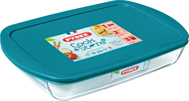 Γυάλινο ταψί με καπάκι Pyrex 40 × 27 cm, 4,9 l, βοριοπυριτικό
