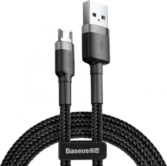 Καλώδιο Baseus Cafule USB-A σε Micro USB 1 m, 2,4 A, γκρι‑μαύρο