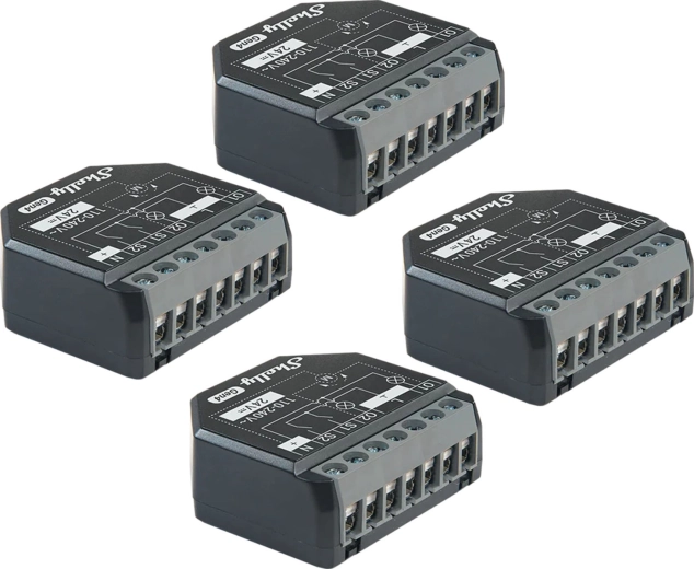 Σετ 4 ελεγκτών Shelly 2PM Gen4 Pro για ρολά και συσκευές Zigbee/Matter