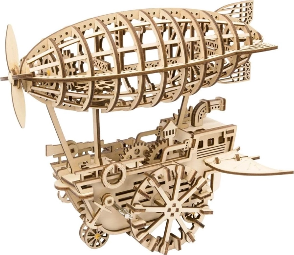 Ξύλινο μηχανικό παζλ steampunk αερόπλοιο