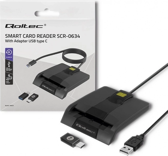 Αναγνώστης έξυπνων καρτών Qoltec USB-C