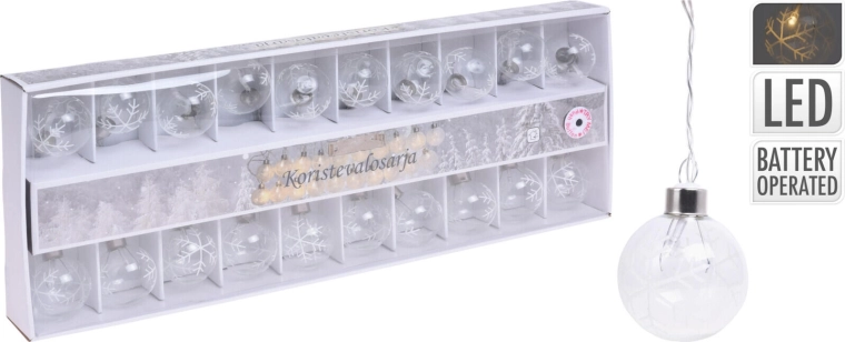 Φωτεινή γιρλάντα με μπάλες 5 cm, 7 m, 20 LED, ζεστό λευκό