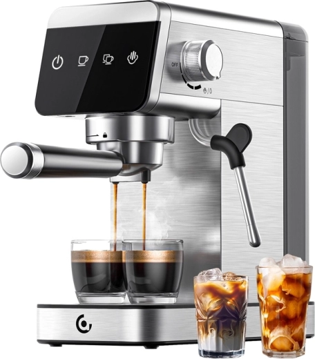 Εσπρεσιέρα AMZCHEF με portafilter 20 bar, 1350 W, ασημί