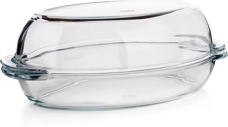 Γυάλινο οβάλ ταψί με καπάκι 4,6 l (2,8 + 1,8 l), 34 × 19,6 cm