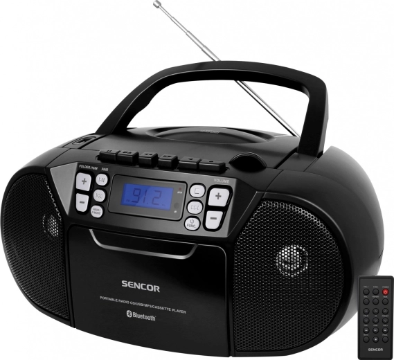 Ραδιοκασετόφωνο με CD Sencor μαύρο με MP3, USB, AUX και Bluetooth