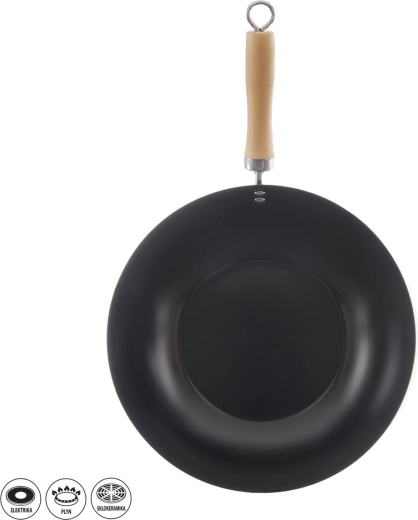 Τηγάνι wok 30 cm με ξύλινη λαβή