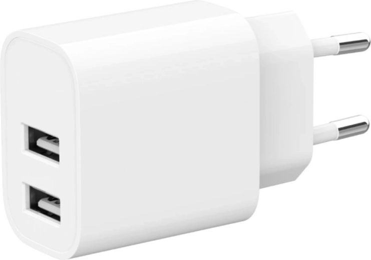 Διπλός φορτιστής USB 2.4 A λευκός