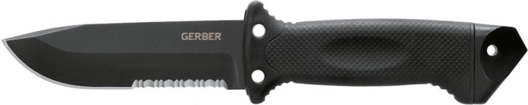 Gerber LMF II Infantry τακτικό μαχαίρι 12,5 cm, μαύρο με λαστιχένια λαβή GFN και νάιλον θήκη