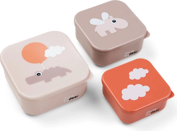Done by Deer σετ δοχείων σνακ Happy clouds ροζ (3 τεμ.)