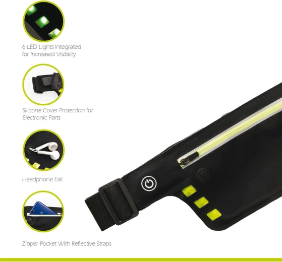 Wheel-Bee δρομική ζώνη μέσης Night Runner με φωτισμό LED