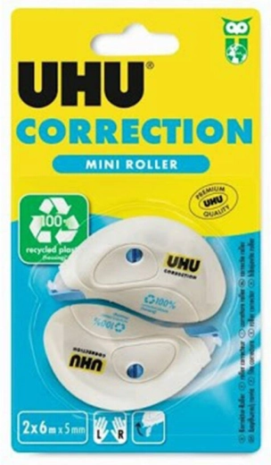 UHU Correction Roller Mini διορθωτική ταινία 5 mm × 6 m, 2 τεμ.