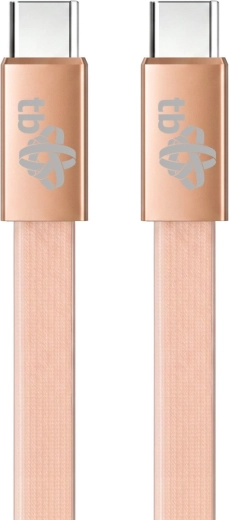 Επίπεδο καλώδιο σιλικόνης USB-C σε USB-C, 1 m, ροδακινί