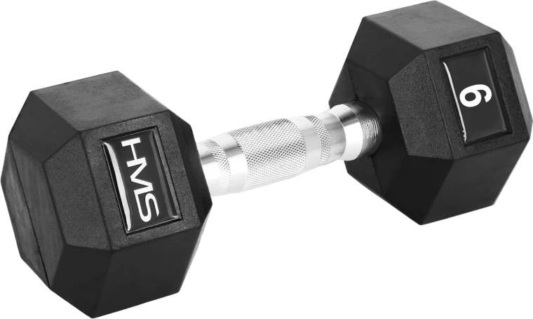 HMS Hexagonální λαστιχένιος εξαγωνικός αλτήρας Hex Pro 9 kg