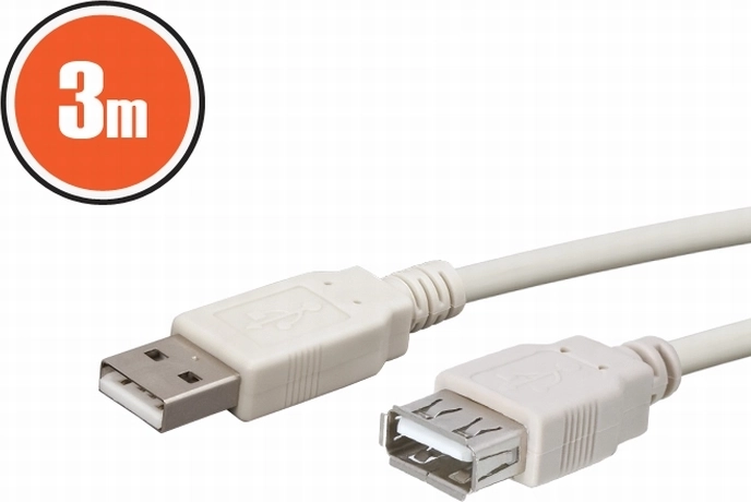 Καλώδιο επέκτασης USB-A, 3 m, λευκό