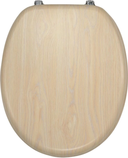 Κάθισμα WC από καπλαμά MDF σε διακόσμηση σημύδας με χρωμιωμένες βάσεις