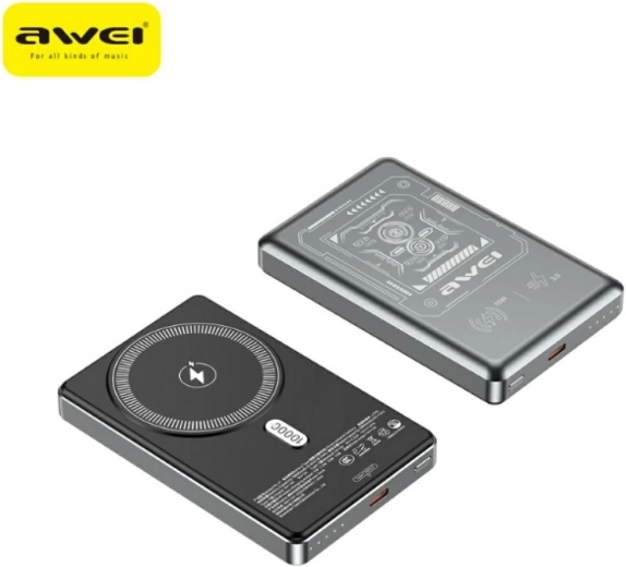 Awei MagSafe ασύρματο powerbank 10.000 mAh γκρι