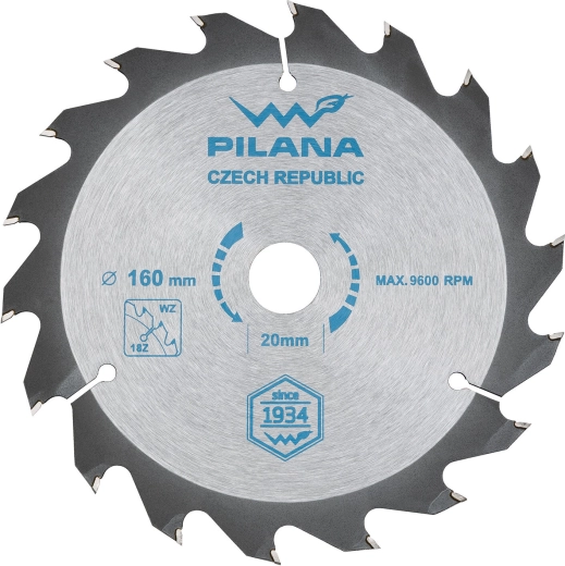 Δίσκος πριονιού PILANA 160 mm, 18 δόντια, WZ, SK