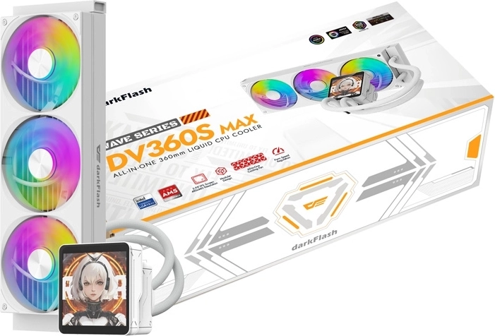 DarkFlash DV360S Max λευκή υδρόψυξη επεξεργαστή 360 mm με οθόνη LCD