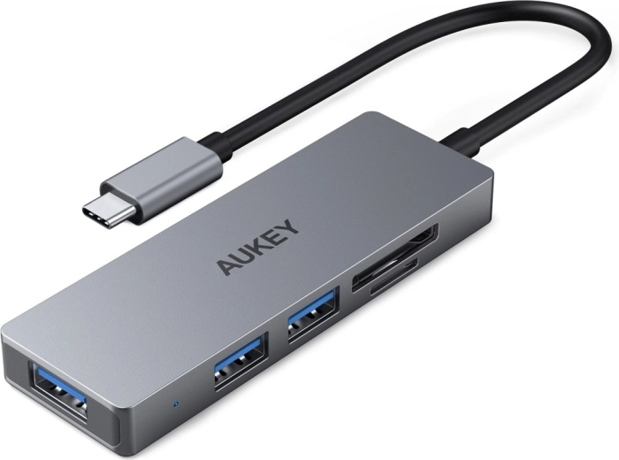 Aukey εξαιρετικά λεπτό αλουμινένιο USB-C hub 4 σε 1 (3× USB 3.1, SD και microSD)