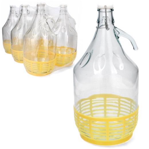 Γυάλινη νταμιτζάνα με πλαστικό καλάθι 5 l με μηχανικό πώμα