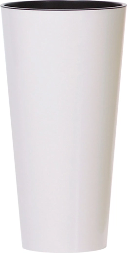 Γλάστρα Tubus Slim με ένθετο 40 cm, γυαλιστερό λευκό