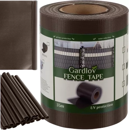 Ταινία περίφραξης κήπου PVC 19 cm × 35 m, καφέ, 450 g/m²