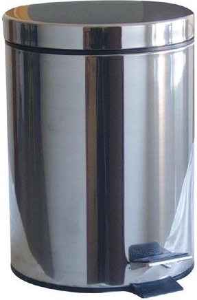 Πεντάλ κάδος απορριμμάτων 5 l στρογγυλός ανοξείδωτος με πλαστικό εσωτερικό κάδο