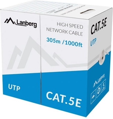 Καλώδιο δικτύου UTP Cat.5e CU 305 m, γκρι, μονόκλωνο