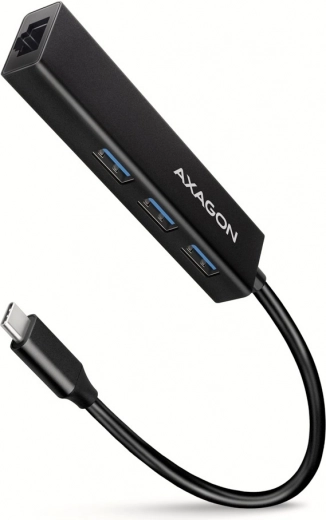 AXAGON HMC-GL3A πολυθυρικό USB-C hub 4-σε-1 με GLAN 5 Gb/s, καλώδιο 20 cm