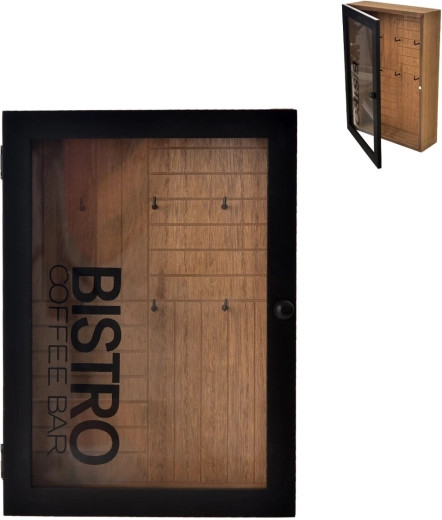 Ξύλινο κουτί/θηκούλα για κλειδιά Bistro καφέ