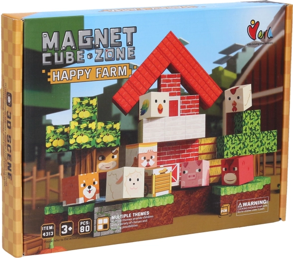 Κατασκευαστικό σετ Magnet Cube Zone happy farm (80 τεμάχια)