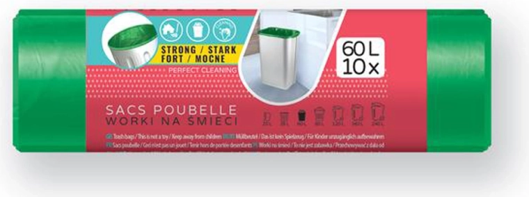 Σακούλες απορριμμάτων LDPE 60 l, πράσινες, 60 × 80 cm (10 τεμ.)