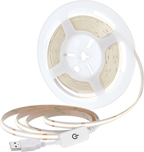 Solight LED ταινία COB 5 m ουδέτερο λευκό 4000 K USB με διακόπτη 8 mm
