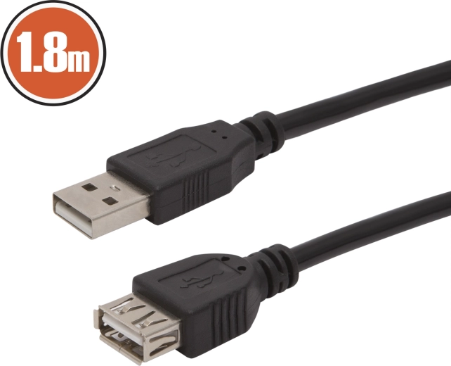 Καλώδιο επέκτασης USB USB-A, 1,8 m, μαύρο