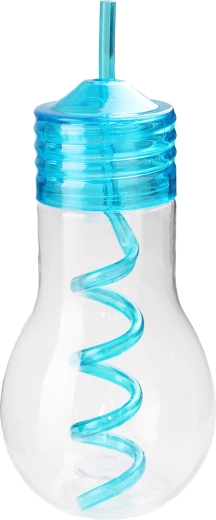 Πλαστικό μπουκάλι με καλαμάκι TORO 600 ml σε σχήμα λάμπας, μίξη χρωμάτων
